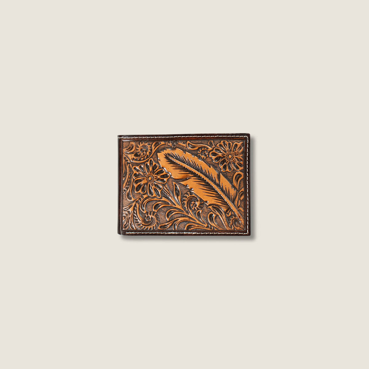 Ariat Tooled Feather Bifold Wallet