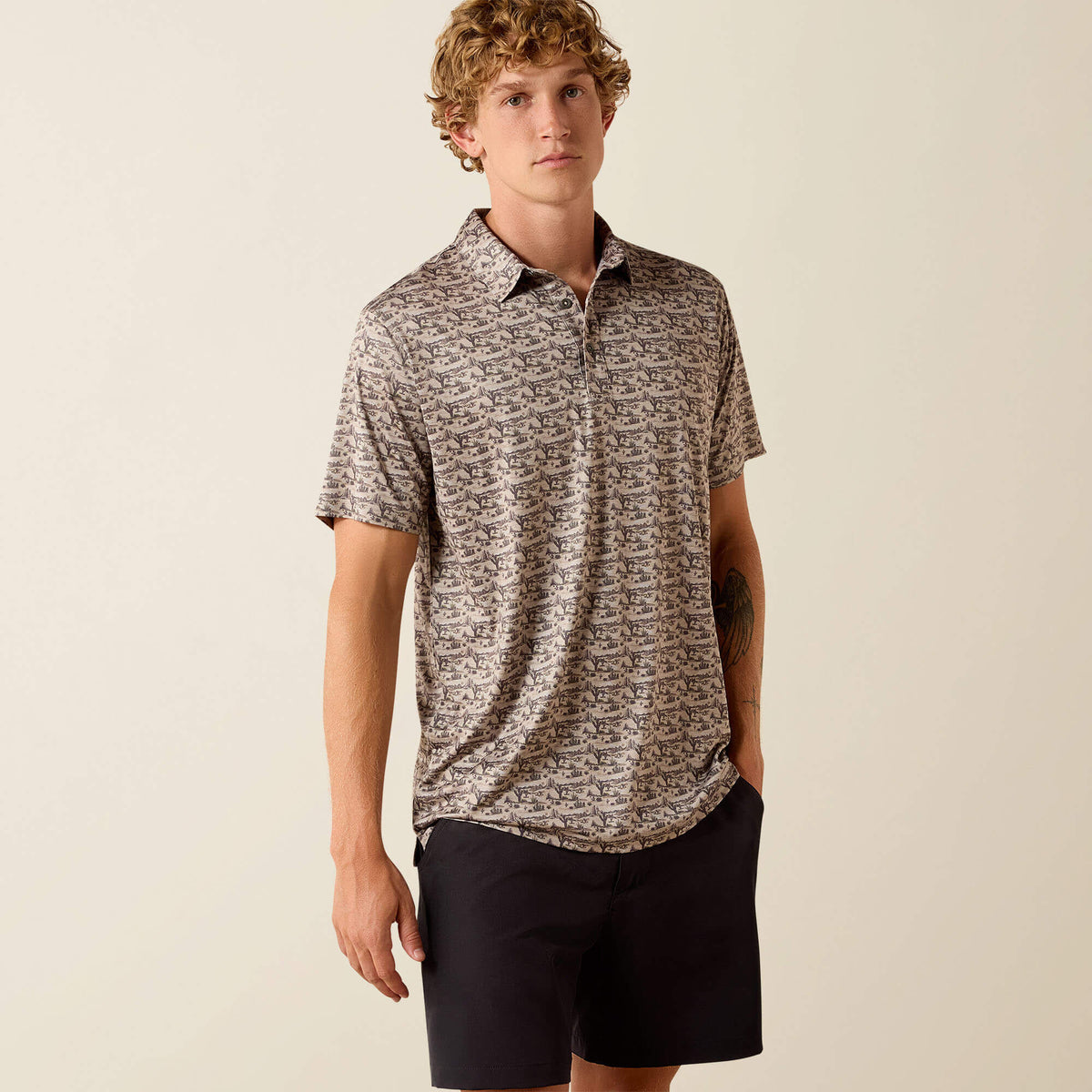 Ariat All Over Print Heathered Fitted Polo
